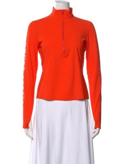Pre-owned Orlebar Brown Mock Neck Long Sleeve Top In Orange