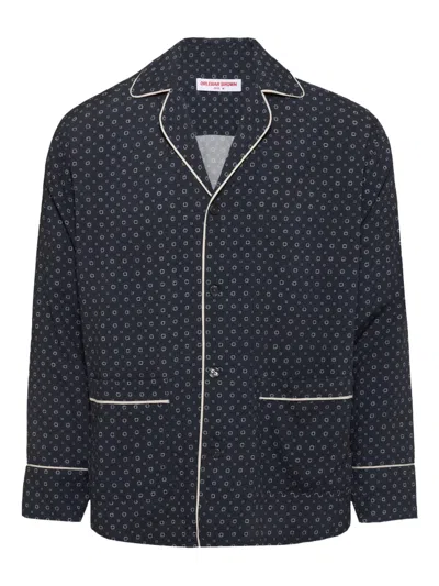 Orlebar Brown Murray Printed Overshirt In Black