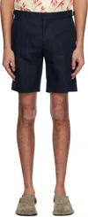 Orlebar Brown Navy Norwich Italian Linen Shorts In Night Iris