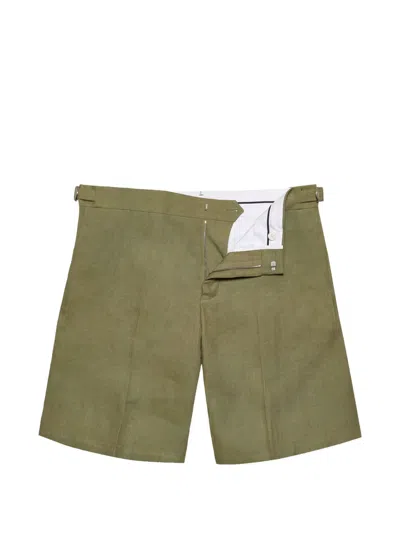 Orlebar Brown Norwich Italian Linen Shorts In Green