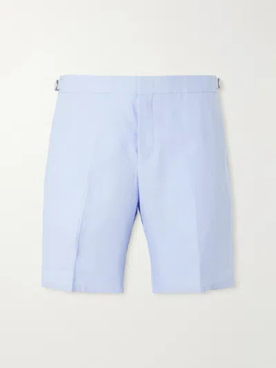 Orlebar Brown Norwich Straight-leg Linen Shorts In Blue