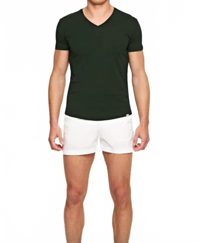 Orlebar Brown Ob-v Short Sleeve V Neck Tee In Amazonian Green In Multi