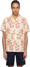 Orlebar Brown Off-white & Red Hibbert Linen Shirt In White Sand/summerred