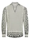 Orlebar Brown Patterned Linen Polo Shirt In White
