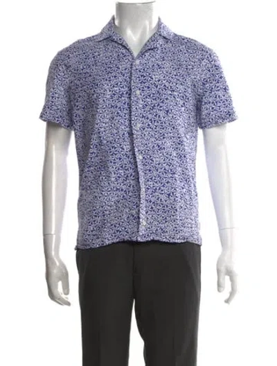Pre-owned Orlebar Brown Patterned Short Sleeve Shirt In Blue