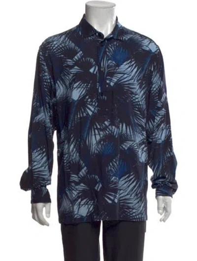 Pre-owned Orlebar Brown Printed Long Sleeve Shirt In Blue