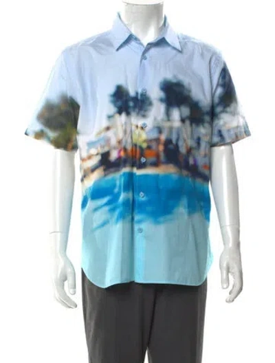 Pre-owned Orlebar Brown Printed Short Sleeve Shirt In Blue