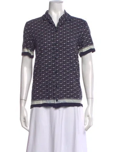 Pre-owned Orlebar Brown Printed Short Sleeve Top In Blue
