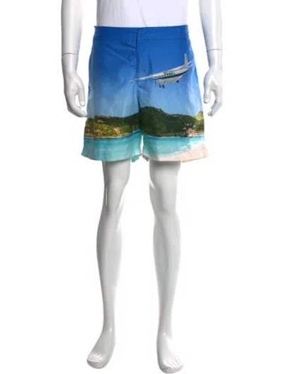 Pre-owned Orlebar Brown Printed Swim Trunks In Blue