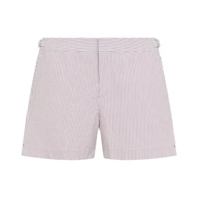 Orlebar Brown Red Setter Seersuckers Polyesyer Swim Shorts In Neutral