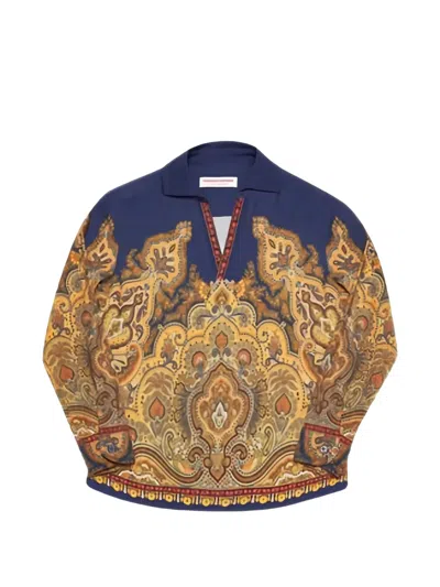 Orlebar Brown Kids' Rhys Mystique Paisley-print Top In 블루