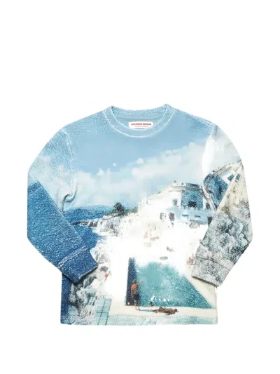 Orlebar Brown Kids' Ritchie Photographic-print Sweatshirt In 블루
