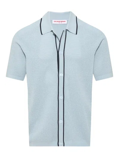 Orlebar Brown Roddy Button-up Perforated Shirt In Blue