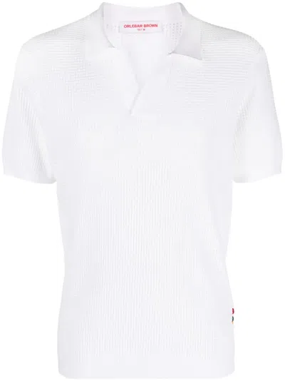 Orlebar Brown Roddy Perforated Polo Shirt In White