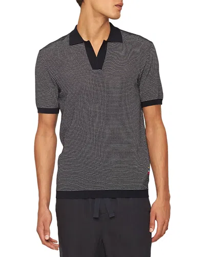 Orlebar Brown Roddy Waffle-knit Polo Shirt In Blue