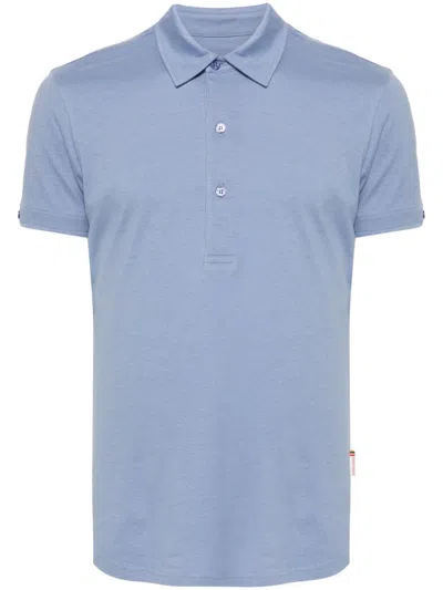 Orlebar Brown Sebastian Cotton Silk Polo Shirt In Blue