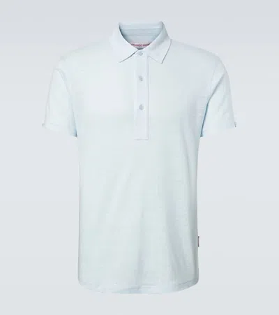 Orlebar Brown Sebastian Linen Jersey Polo Shirt In Blue