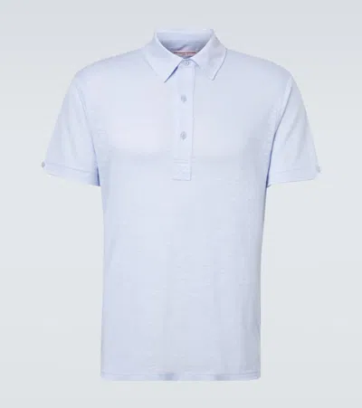 Orlebar Brown Sebastian Linen Polo Shirt In White