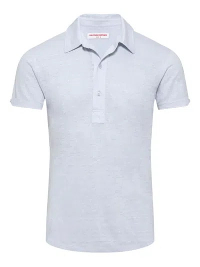 Orlebar Brown Sebastian Linen Polo Shirt In Blue