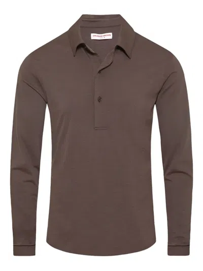 Orlebar Brown Sebastian Long-sleeve Merino-wool Polo Shirt In Brown