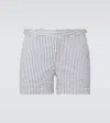 Orlebar Brown Setter Striped Swim Trunks In White Sand/river Blue Stripe