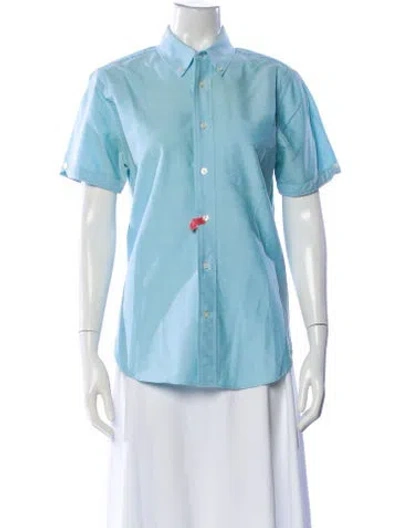 Pre-owned Orlebar Brown Short Sleeve Button-up Top In Blue