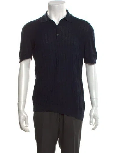 Pre-owned Orlebar Brown Silk Collar Polo Sweater In Black