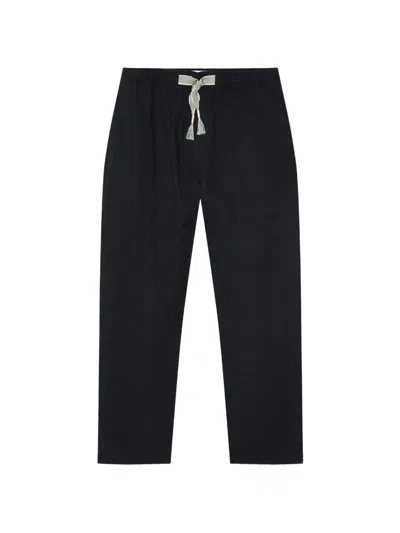 Orlebar Brown Sonoran Drawstring-detail Textured Cotton Trousers In Black