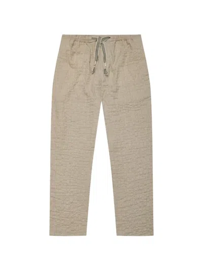 Orlebar Brown Sonoran Drawstring-detail Textured Cotton Trousers In Gray
