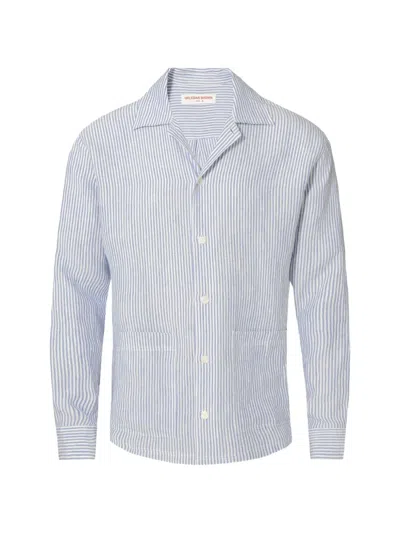 Orlebar Brown Soren Striped Hemp Jacket In Blue