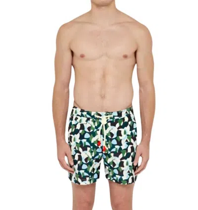 Orlebar Brown Standard Moissan Swim Shorts In Racing Green/horizon Blue In Multi