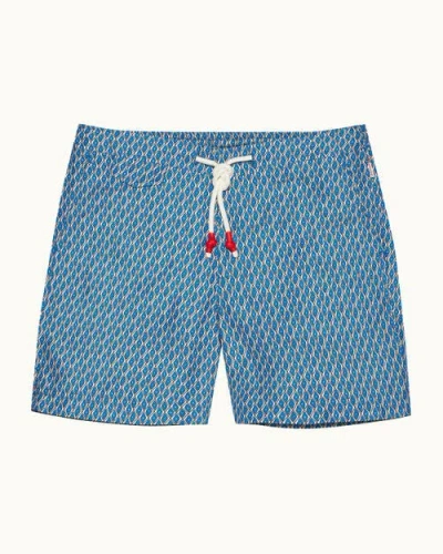 Orlebar Brown Standard Printed Drawcord Swim Shorts In California Blue