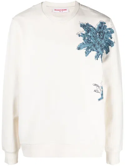 Orlebar Brown Stevenson Palm Tree Print Sweatshirt In Neutrals