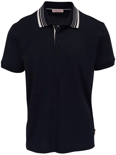 Orlebar Brown Striped-collar Polo Shirt In Blue