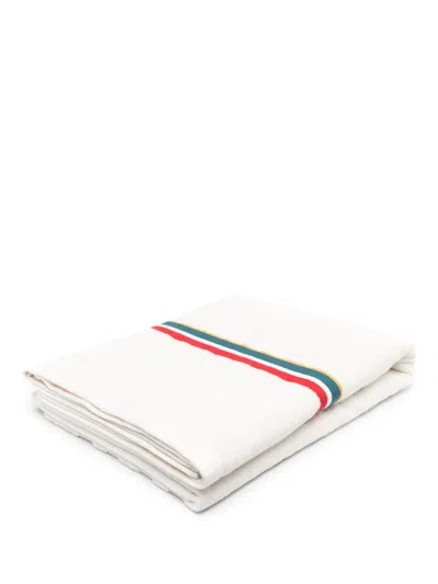 Orlebar Brown Striped Cotton Beach Towel In White