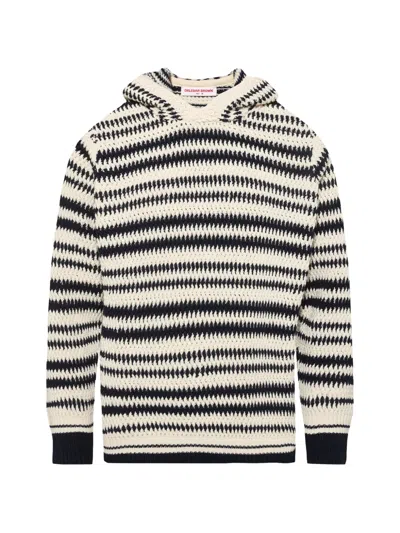 Orlebar Brown Striped Hooded Jumper In Neutral