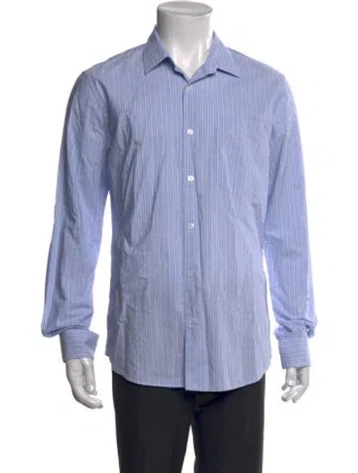 Pre-owned Orlebar Brown Striped Long Sleeve Dress Shirt In Blue