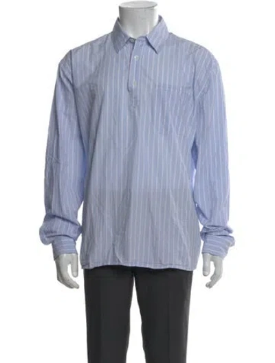 Pre-owned Orlebar Brown Striped Long Sleeve Shirt In Blue