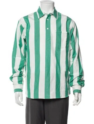 Pre-owned Orlebar Brown Striped Long Sleeve Shirt W/ Tags In Green