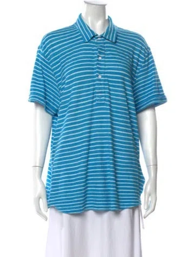 Pre-owned Orlebar Brown Striped Short Sleeve Polo In Blue