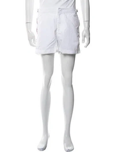 Pre-owned Orlebar Brown Striped Swim Trunks W/ Tags In White