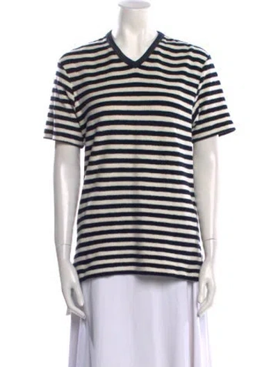 Pre-owned Orlebar Brown Striped V-neck T-shirt In Black