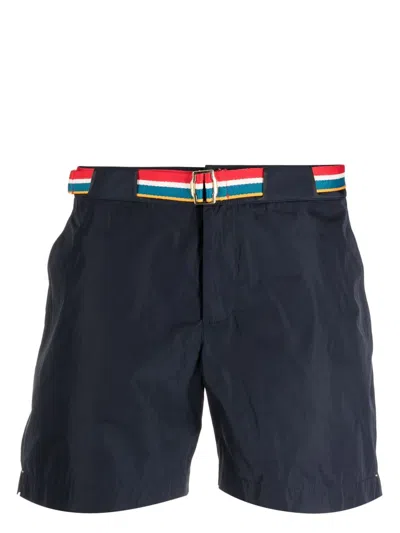 Orlebar Brown Stripes-patch Swim Shorts In Blue