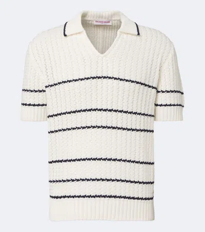 Orlebar Brown Swift Crochet Cotton Polo Shirt In Neutral