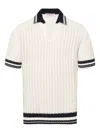 Orlebar Brown Swift Crocheted Organic Cotton Polo Shirt In Neutral