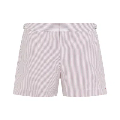 Orlebar Brown Red Setter Seersuckers Polyesyer Swim Shorts In Pink