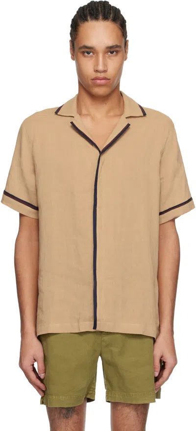 Orlebar Brown Maitan Camp-collar Linen Shirt In Neutrals