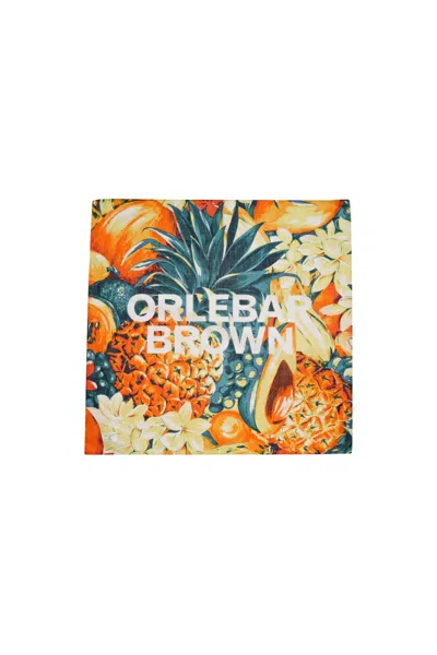 Orlebar Brown Graphic-print Logo Scarf In Orange