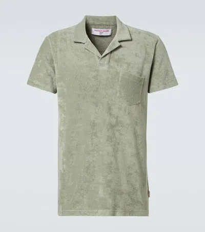 Orlebar Brown Terry Cotton Polo Shirt In Green