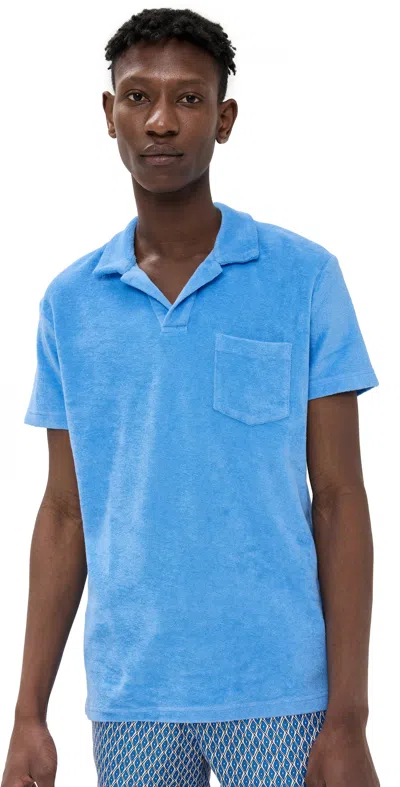 Orlebar Brown Terry Polo Shirt In Nova Blue